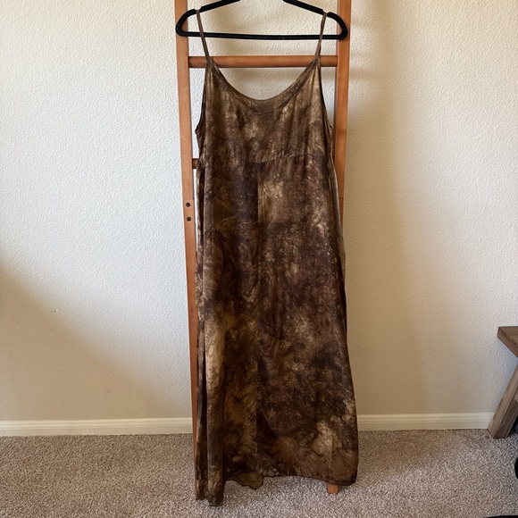 Vintage Y2K Nina piccalino silk Elegant Brown Tie-Dye Maxi Dress - Picture 4 of 5